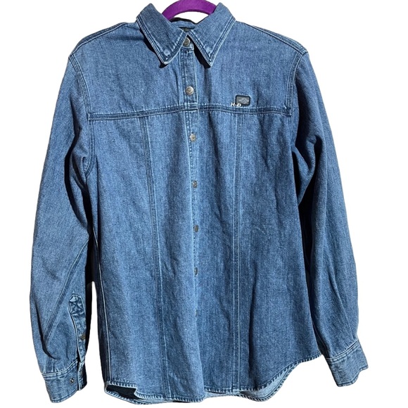Harley-Davidson Blue Denim Long-sleeved Shirt, Size Medium, 100% Cotton - Picture 4 of 5